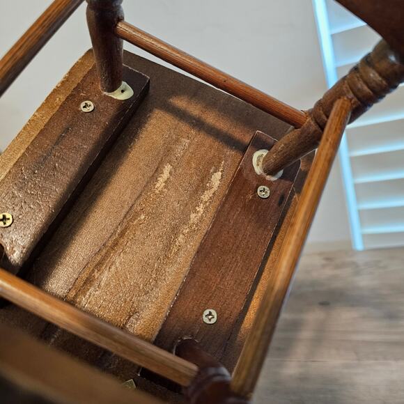 Vintage Wood Mini Rocking Chair 90s Cottage Decor Doll Chair Plant Holder Rustic - Picture 11 of 16